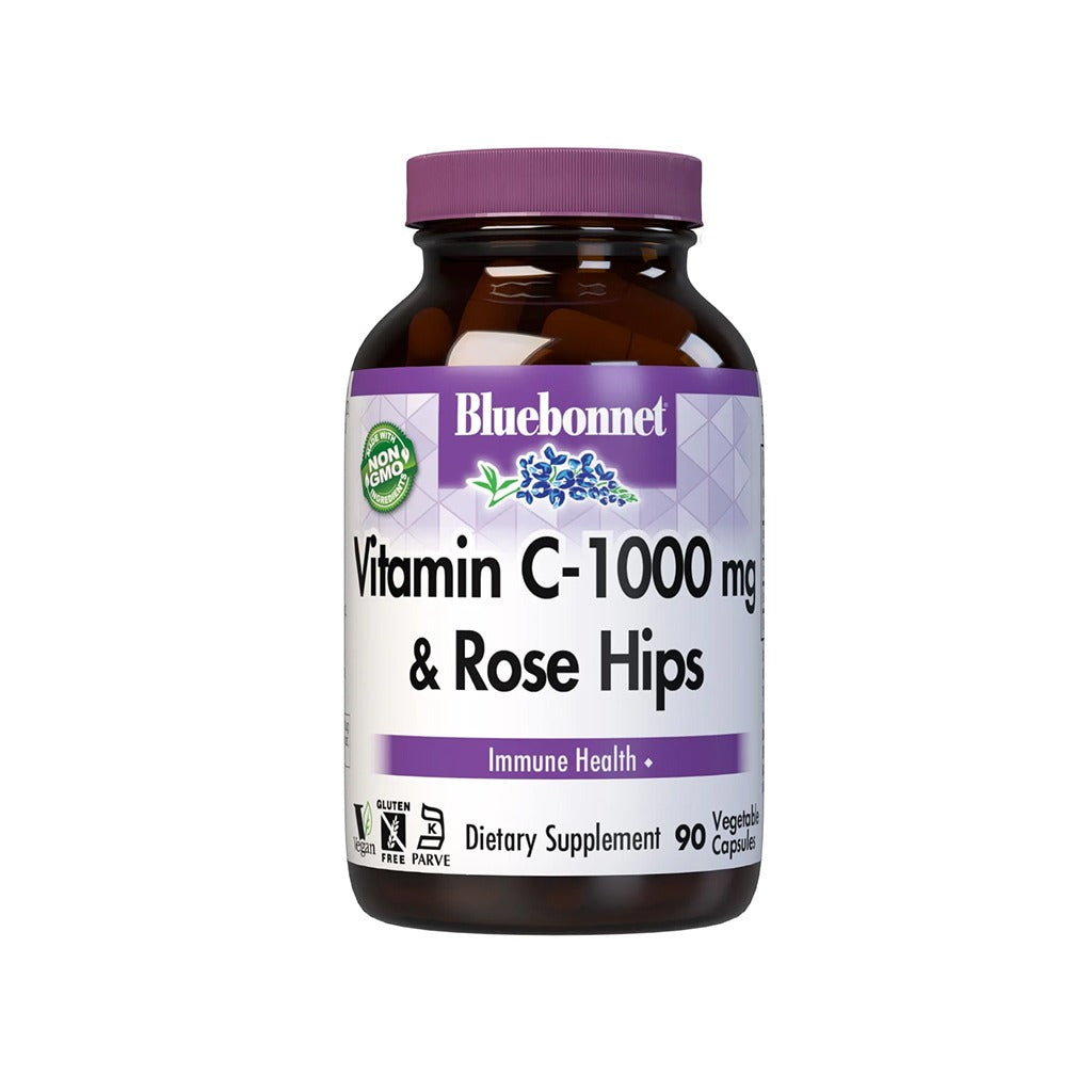 Bluebonnet Vitamin C 1000 mg + Rosehips Vegetable Capsules 90's - Easy Pharmacy LLC
