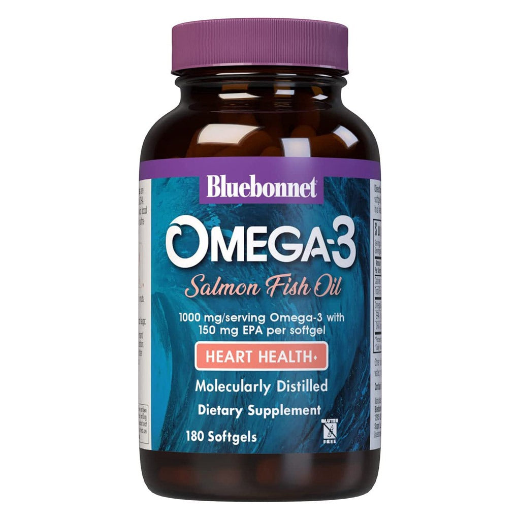 Bluebonnet Salmon Oil Omega 3 1000mg Fish Oil Supplement Softgels, Pack of 180's - Easy Pharmacy LLC