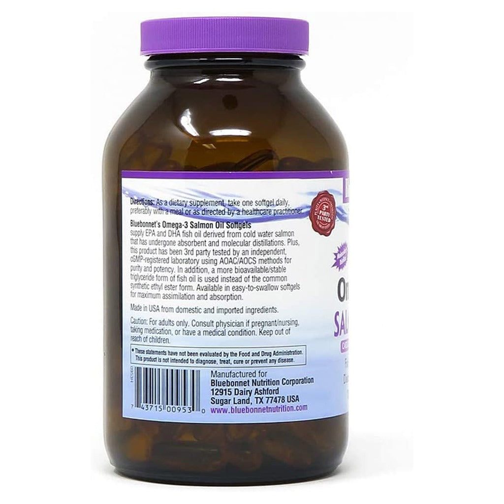 Bluebonnet Salmon Oil Omega 3 1000mg Fish Oil Supplement Softgels, Pack of 180's - Easy Pharmacy LLC