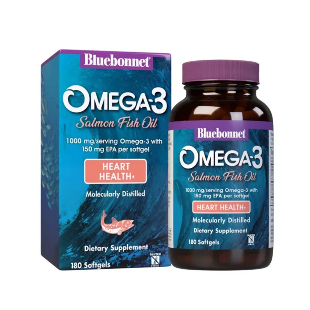Bluebonnet Salmon Oil Omega 3 1000mg Fish Oil Supplement Softgels, Pack of 180's - Easy Pharmacy LLC