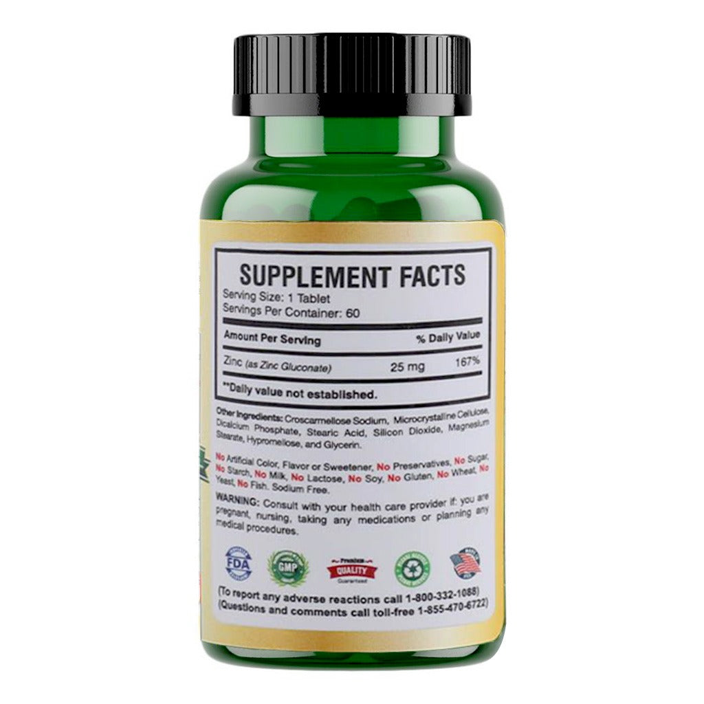 AMS Chelated Zinc 25 mg Tablets For Immunity Support, Pack of 60's - Easy Pharmacy LLC