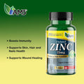 AMS Chelated Zinc 25mg Tablets for Immunity Support, 60 Tablets