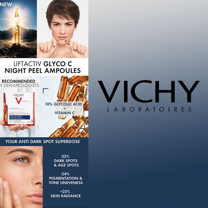 Vichy Liftactiv Glyco-C Night Peel Ampoule 2ml For Hyperpigmentation With Glycolic acid & Vitamin C, Pack of 30's - Easy Pharmacy LLC