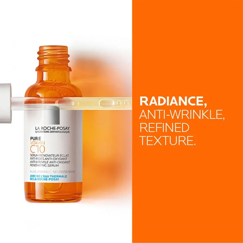 La Roche-Posay 10% Pure Vitamin C Anti-Aging Face & Neck Serum For Wrinkles 30ml - Easy Pharmacy LLC