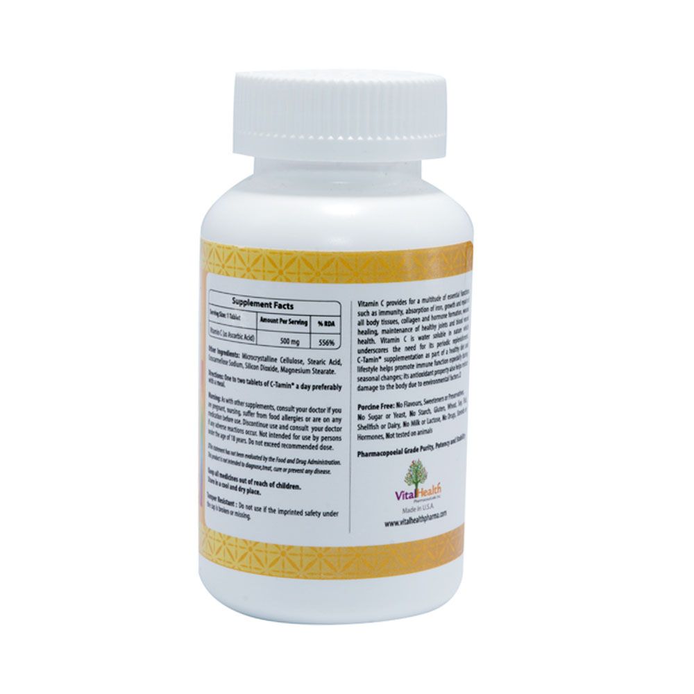 Vital Health C-Tamin Vitamin C 500 mg Tablets 100's - Easy Pharmacy LLC