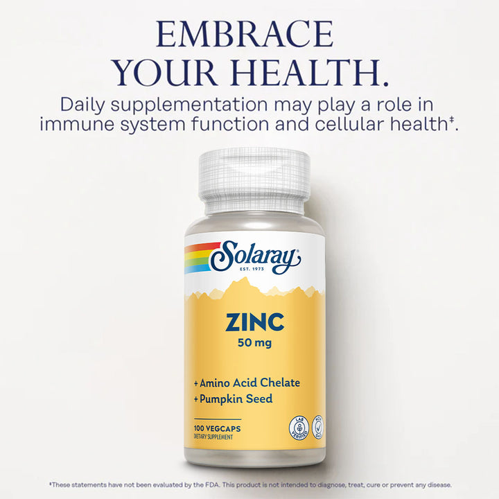 Solaray Zinc 50 mg Veg Capsules 100's - Easy Pharmacy LLC