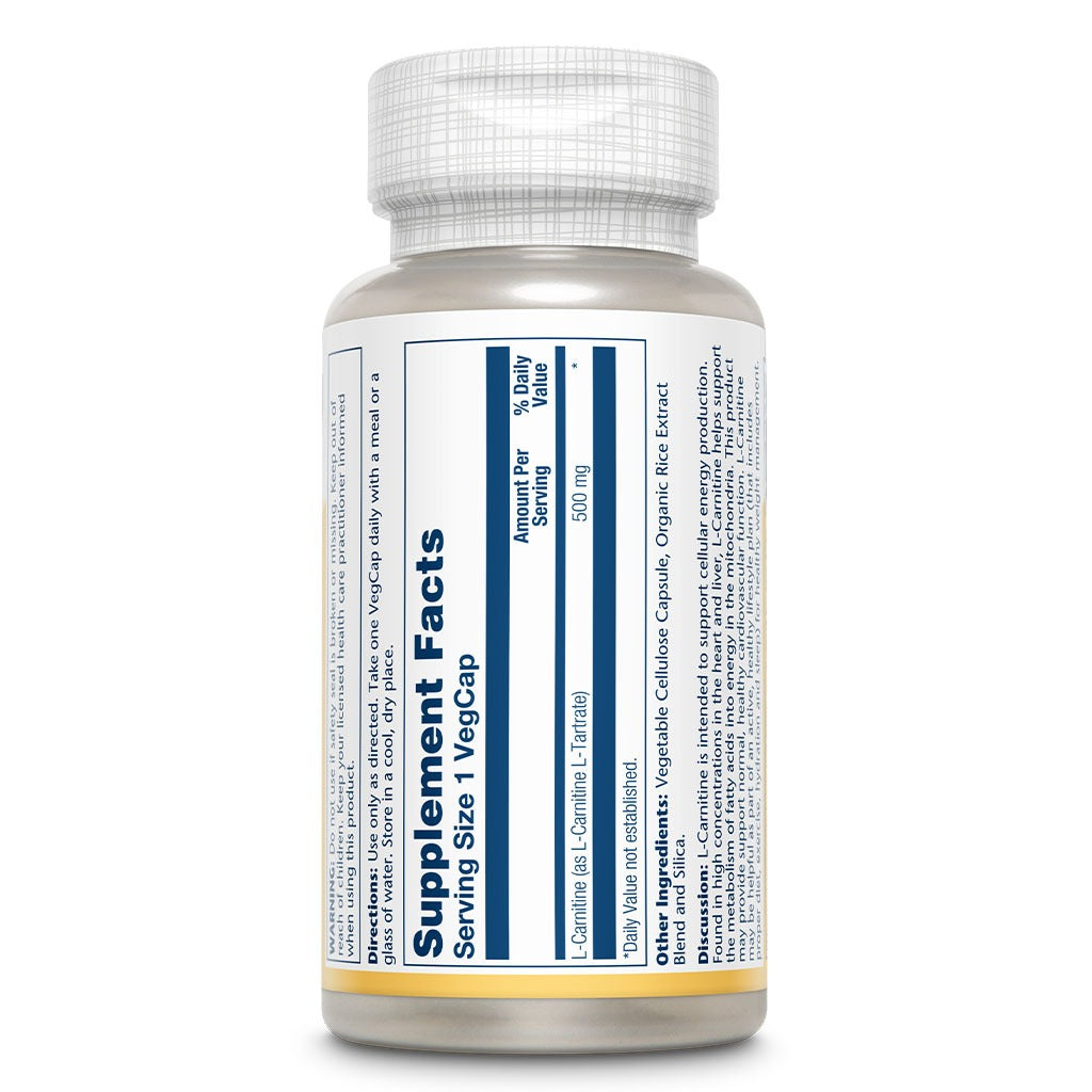 Solaray L- Carnitine 500mg Veg Capsules, Pack of 60's - Easy Pharmacy LLC