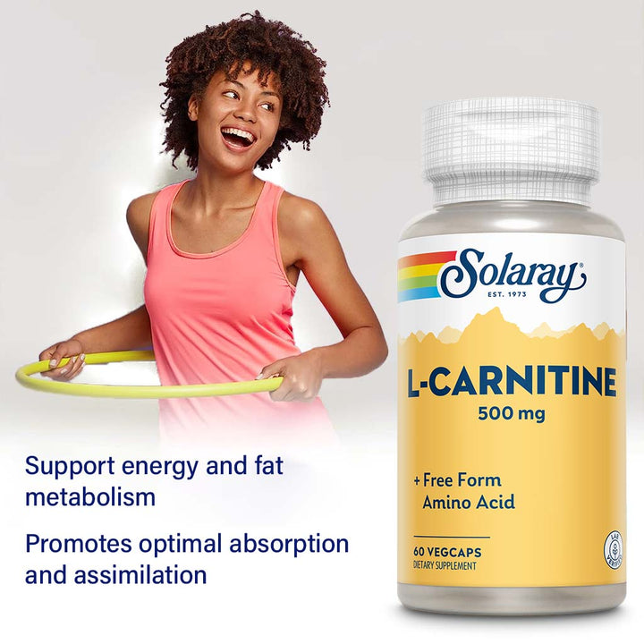 Solaray L- Carnitine 500mg Veg Capsules, Pack of 60's - Easy Pharmacy LLC