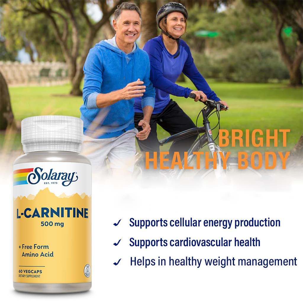 Solaray L- Carnitine 500mg Veg Capsules, Pack of 60's - Easy Pharmacy LLC