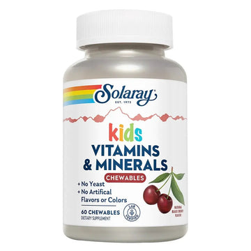 Solaray Kids Vitamins And Minerals Chewables Pack Of 60 Black Cherry Flavor