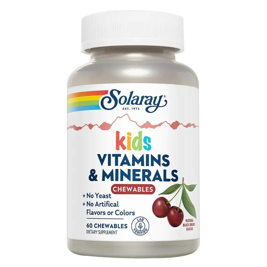 Solaray Kids Vitamins And Minerals Chewables Pack Of 60 Black Cherry Flavor