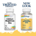 Solaray Calcium Magnesium Zinc Veg Capsules 100 Count Enhanced Absorption