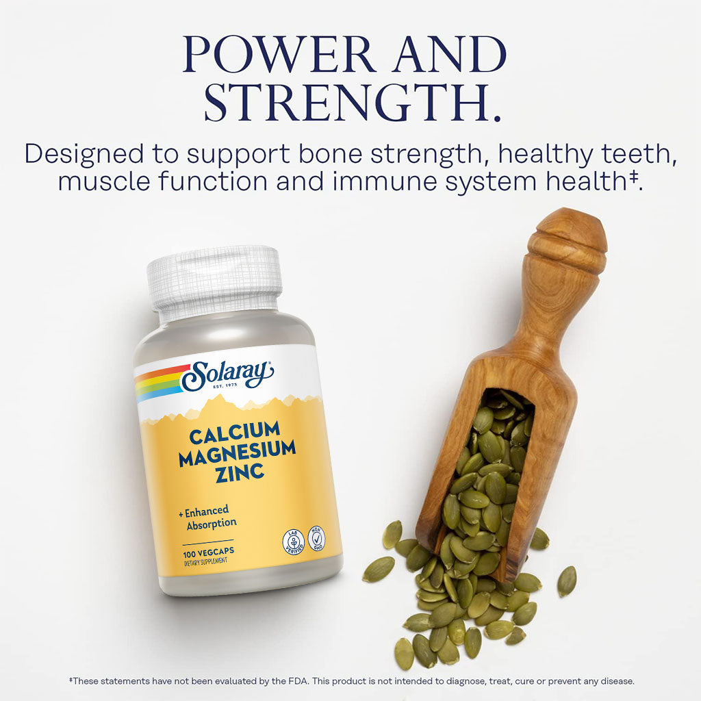 Solaray Calcium Magnesium Zinc Veg Capsules 100's - Easy Pharmacy LLC