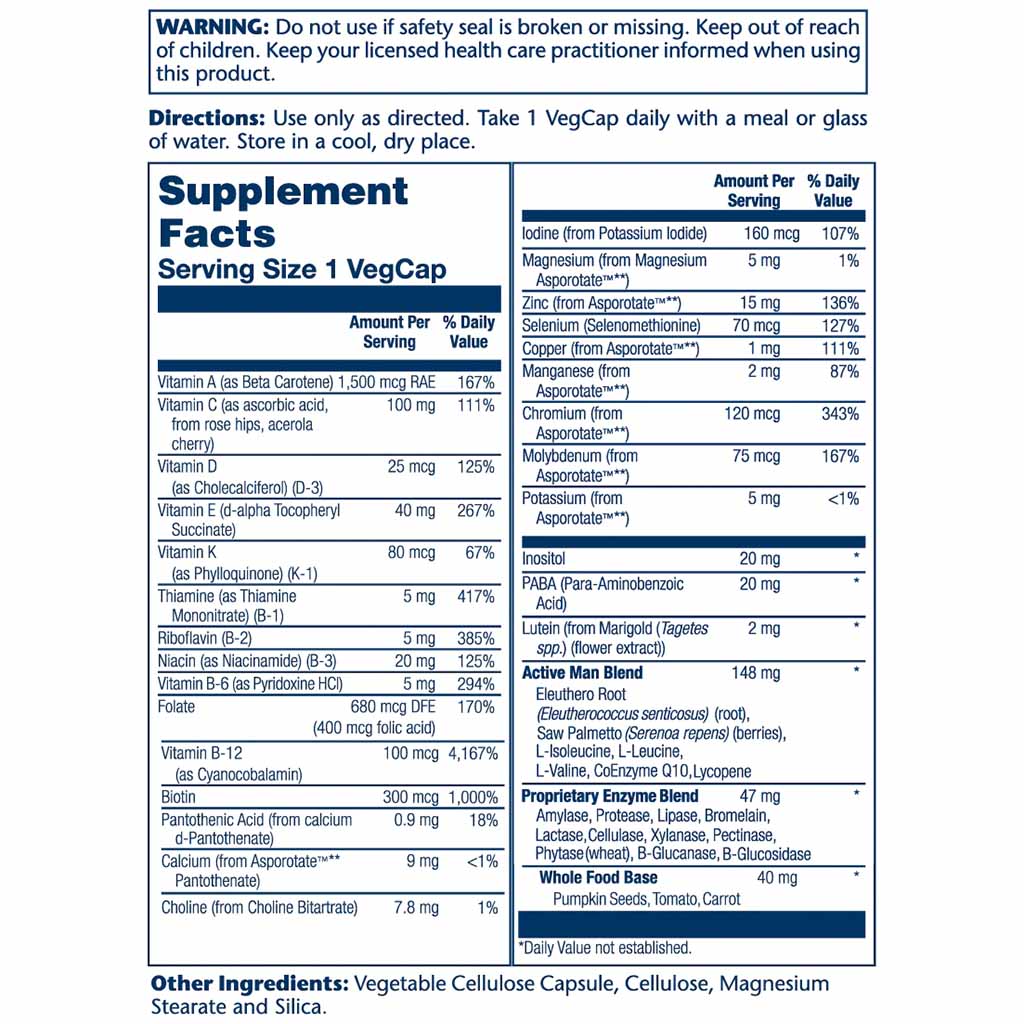 Solaray Once Daily Active Man Multivitamin Supplement Capsules, Pack of 90's - Easy Pharmacy LLC