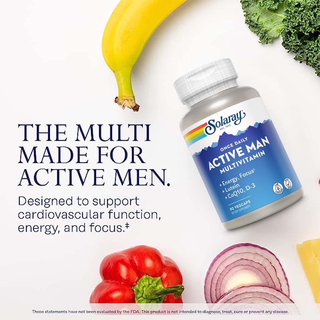 Solaray Once Daily Active Man Multivitamin Supplement Capsules, Pack of 90's - Easy Pharmacy LLC