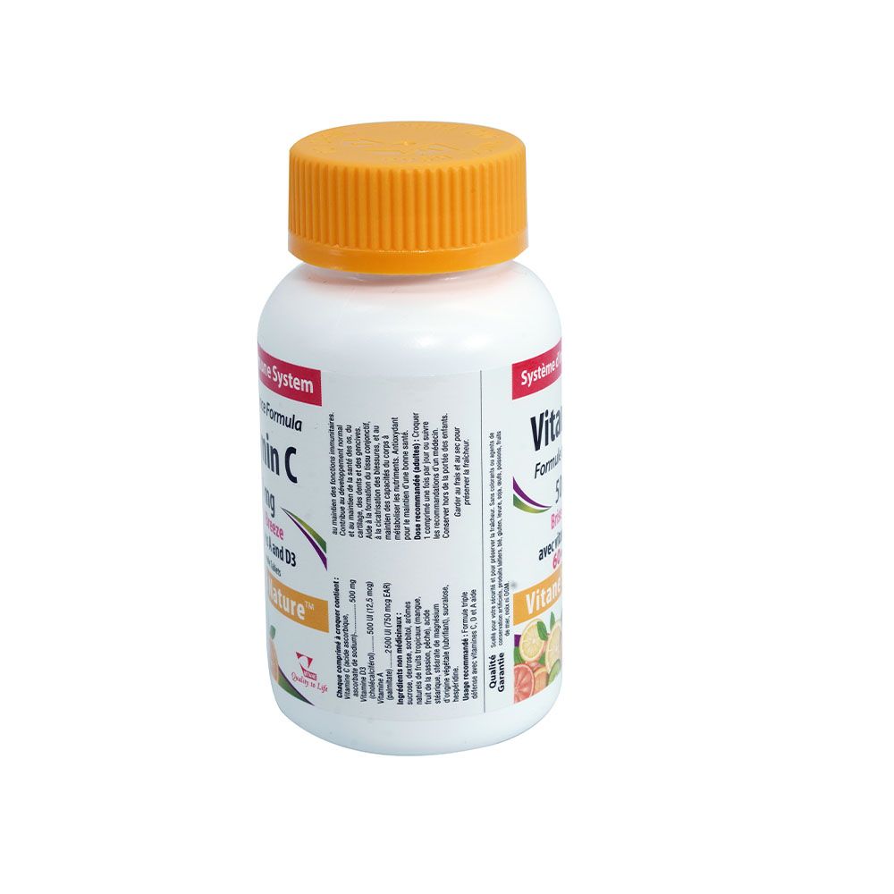 Vitane's Nature Triple Defence With Vitamin C 500mg, A & D3 Tropical Breeze Chewable Tablets, Pack of 60's - Easy Pharmacy LLC