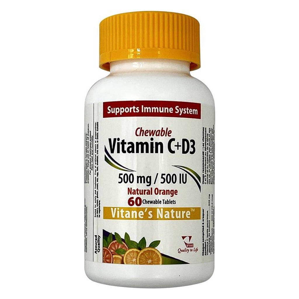 Vitane's Nature Vitamin C 500mg With Vitamin D3 500IU Chewable Tablets, Pack of 60's - Easy Pharmacy LLC