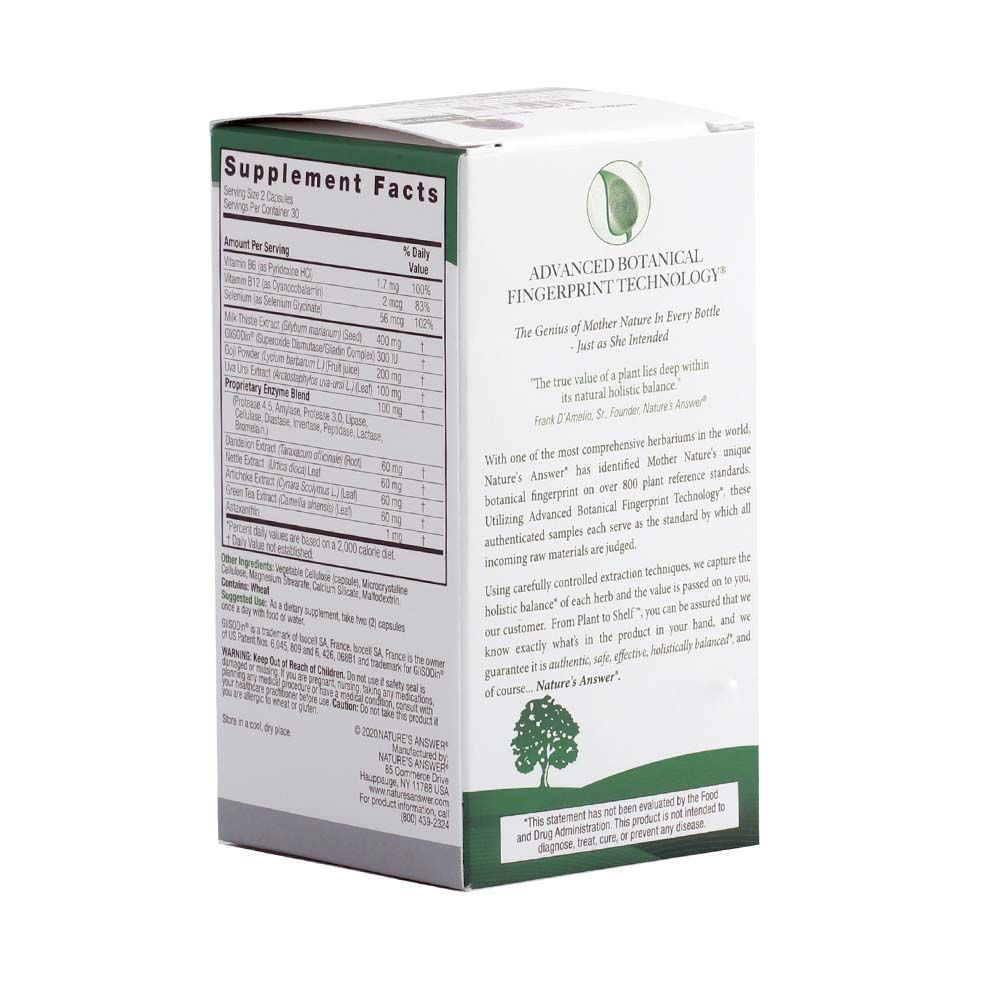 Nature's Answer Liver & Kidney Cleanse Max Vegetarian Capsules, Pack of 60's - Easy Pharmacy LLC