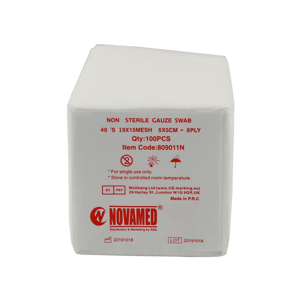 Novamed Non Sterile Gauze Swab 5 cm x 5 cm 100's - Easy Pharmacy LLC
