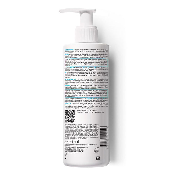 La Roche-Posay Lipikar Baume Ap+M Moisturizer For Atopic Eczema & Allergy-Prone Skin With Extreme Dryness 400ml - Easy Pharmacy LLC