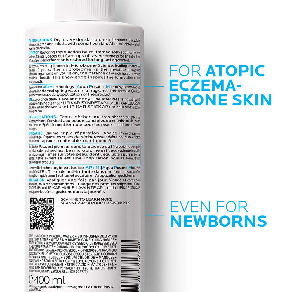 La Roche-Posay Lipikar Baume Ap+M Moisturizer For Atopic Eczema & Allergy-Prone Skin With Extreme Dryness 400ml - Easy Pharmacy LLC