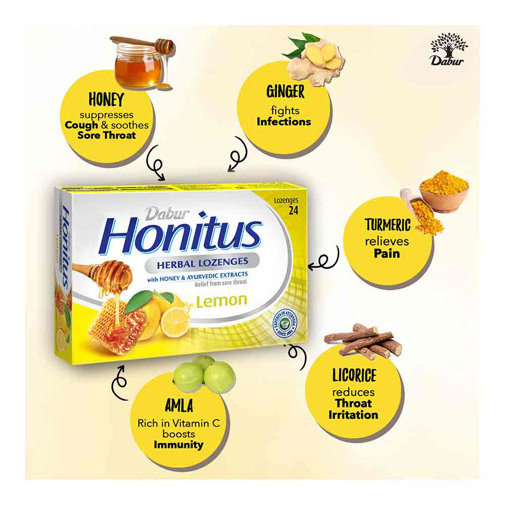 Dabur Honitus Herbal Lozenges Lemon 24's - Easy Pharmacy LLC