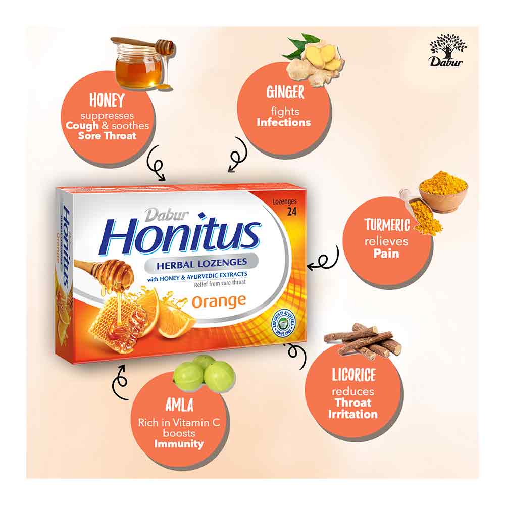 Dabur Honitus Herbal Lozenges Orange 24's - Easy Pharmacy LLC
