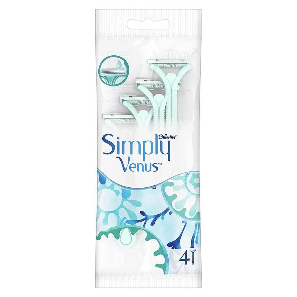 Gillette Simply Venus 2 Blade Women's Disposable Razor For Smooth & Close Shave, Pack of 4's - Easy Pharmacy LLC