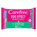 Carefree Duo Effect Intimate Wipes With Green Tea and Aloe Vera, Pack of 20's
