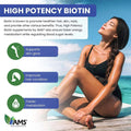 AMS Biotin 5000mcg Tablets for Hair, Skin & Nails, 60 Tablets