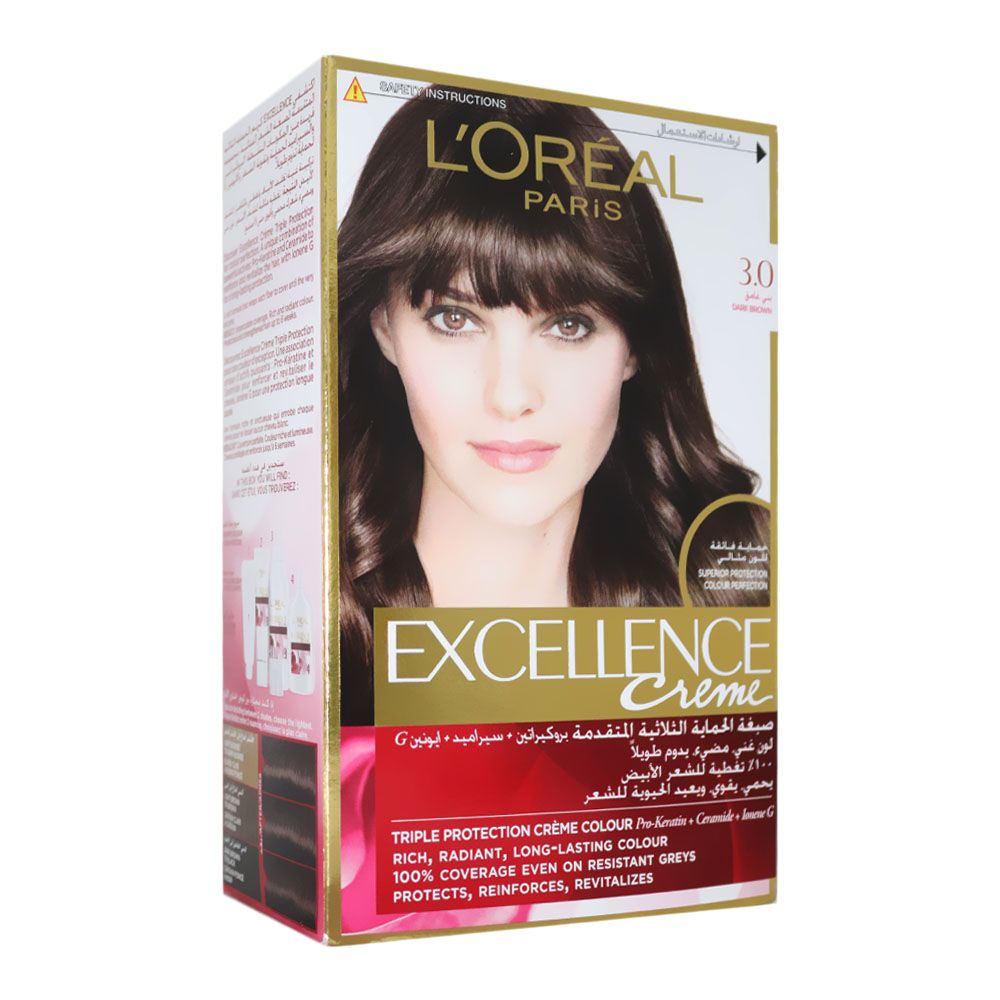 Loreal Paris Excellence Cream Hair Color 3.0 Dark Brown 1's - Easy Pharmacy LLC
