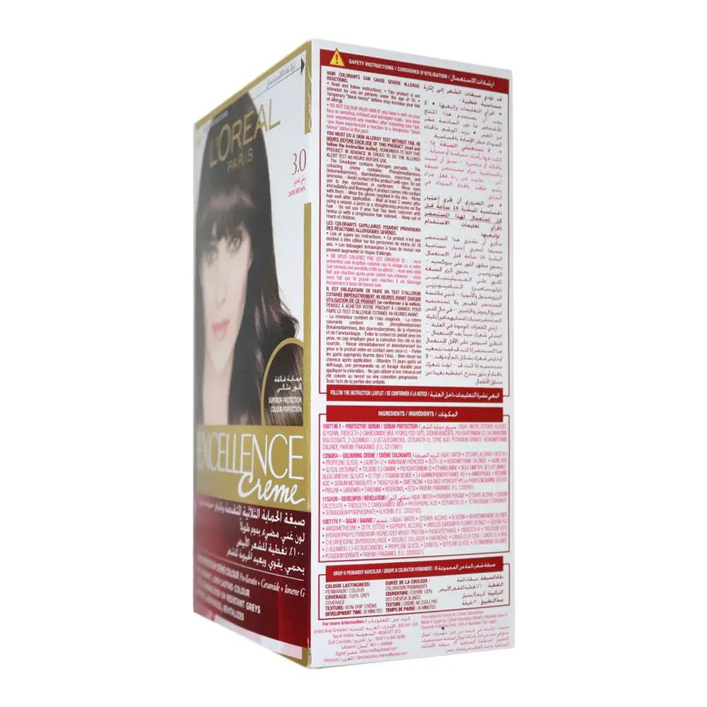 Loreal Paris Excellence Cream Hair Color 3.0 Dark Brown 1's