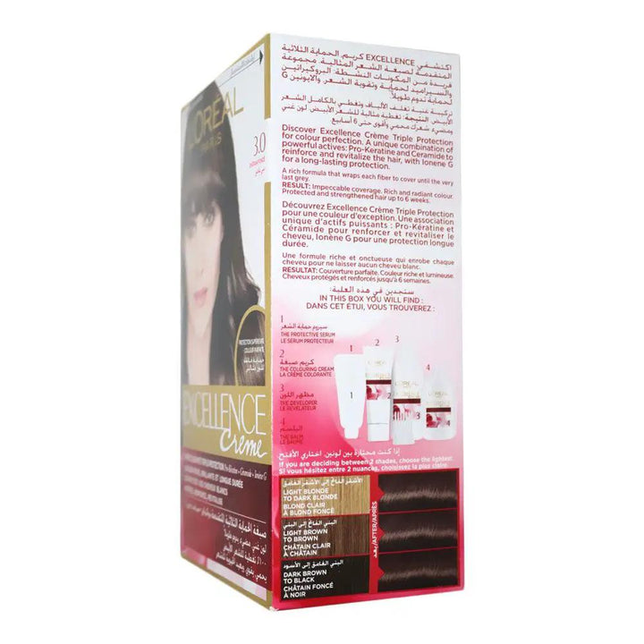 Loreal Paris Excellence Cream Hair Color 3.0 Dark Brown 1's