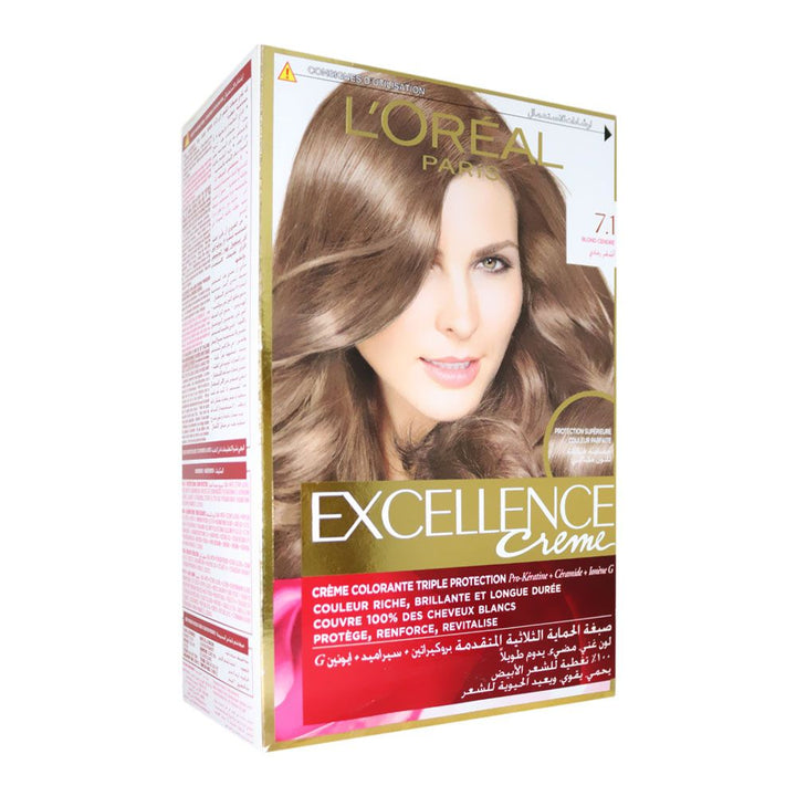 Loreal Paris Excellence Cream Hair Color 7.1 Ash Blonde 1's - Easy Pharmacy LLC