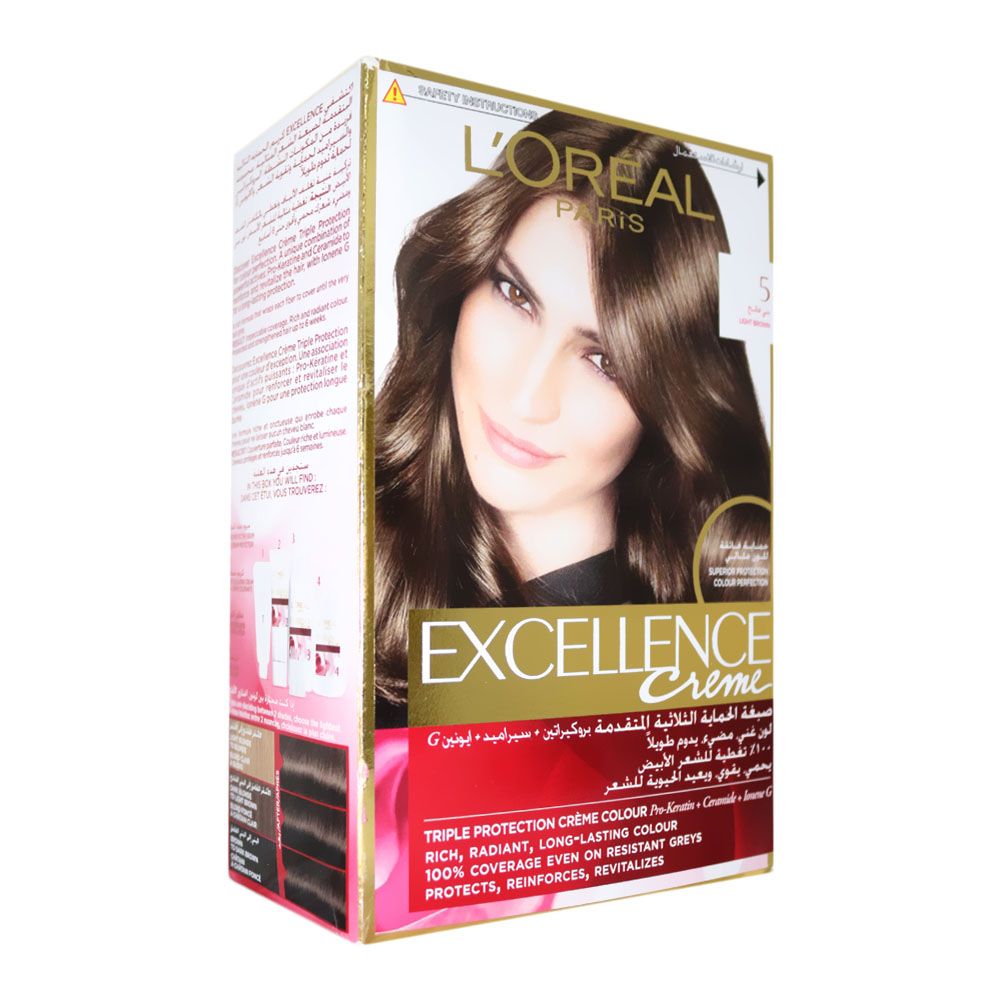 Loreal Paris Excellence Cream Hair Color 5 Light Brown 1's - Easy Pharmacy LLC