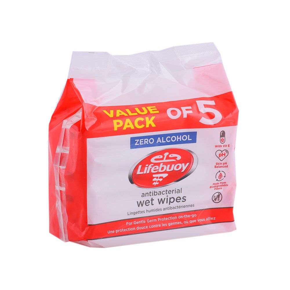 Lifebuoy Antibacterial Wet Wipes Value Pack 5 x 10's - Easy Pharmacy LLC