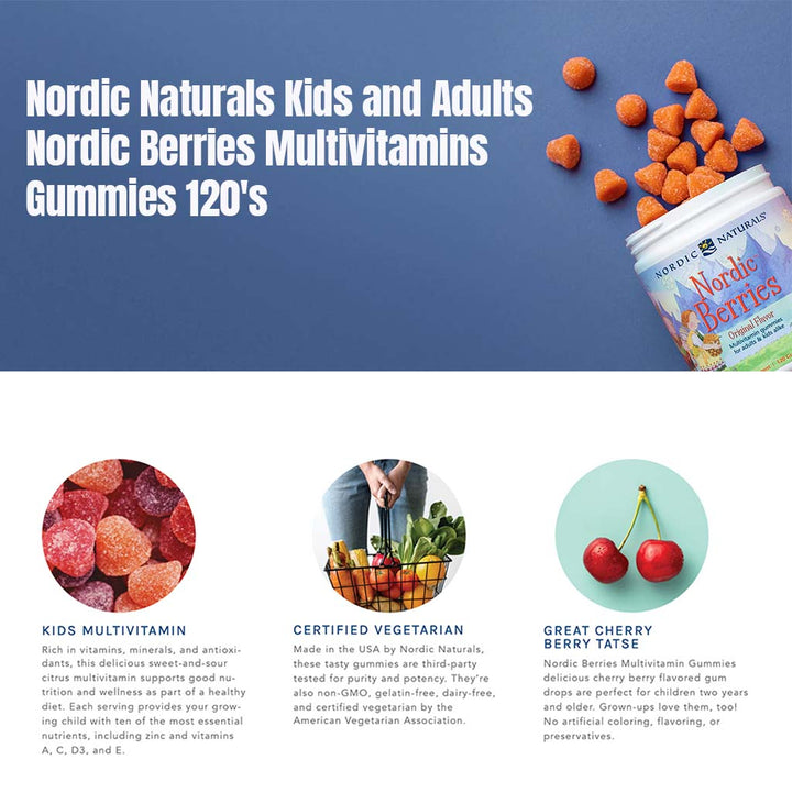 Nordic Naturals Kids and Adults Nordic Berries Multivitamins Gummies 120's - Easy Pharmacy LLC