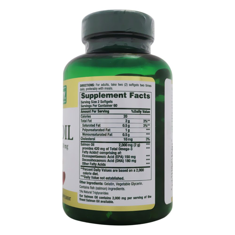Nature's Bounty Cold Water Salmon Oil 1000mg Fish Oil Supplement Softgels, Pack of 120's - Easy Pharmacy LLC