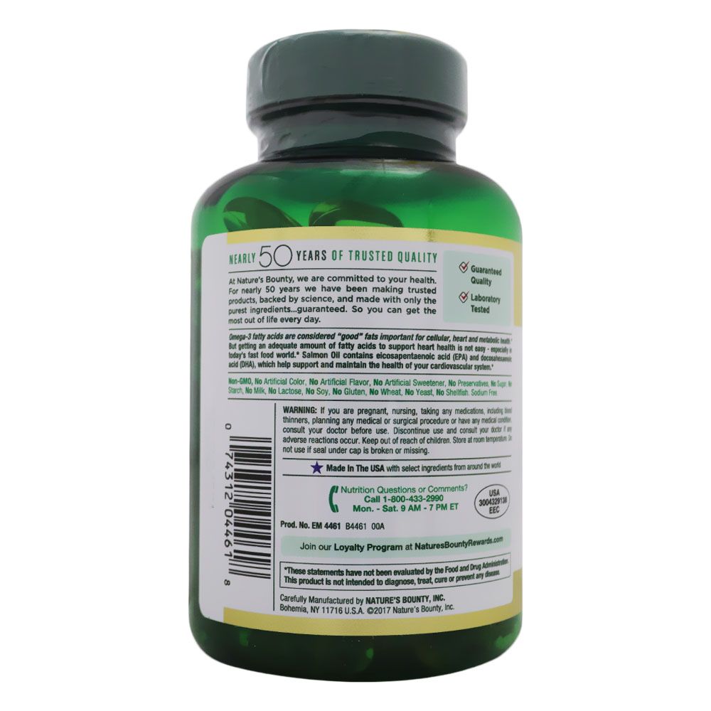 Nature's Bounty Cold Water Salmon Oil 1000mg Fish Oil Supplement Softgels, Pack of 120's - Easy Pharmacy LLC