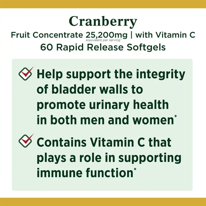 Nature's Bounty Cranberry 25,200 mg with Vitamin C Softgels 60's - Easy Pharmacy LLC