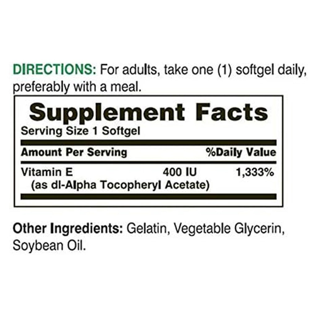 Nature's Bounty E-400IU Pure dl-Alpha Softgels 100's - Easy Pharmacy LLC