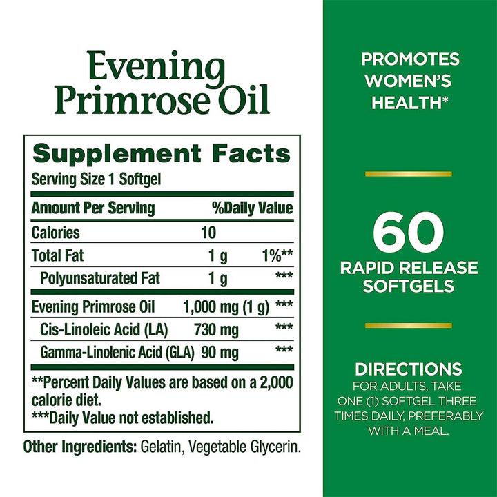 Nature's Bounty Evening Primrose Oil 1000 mg Softgels 60's - Easy Pharmacy LLC