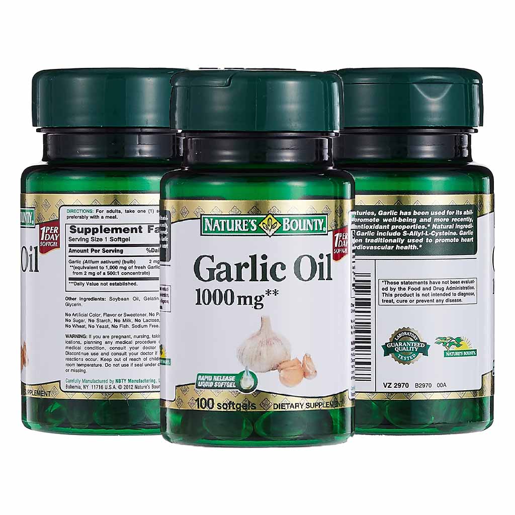 Nature's Bounty Garlic Oil 1000 mg Softgels 100's - Easy Pharmacy LLC