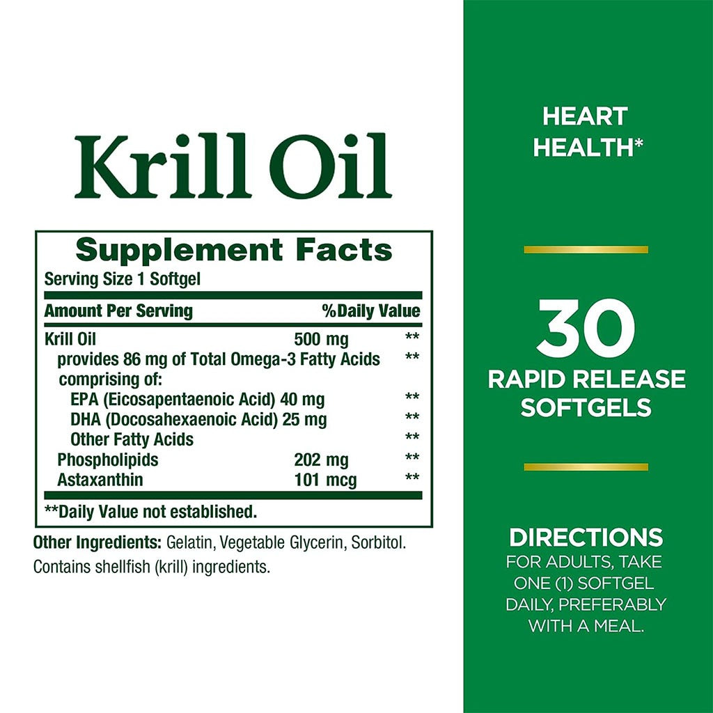 Nature's Bounty Krill Oil 500 mg Softgels 30's - Easy Pharmacy LLC