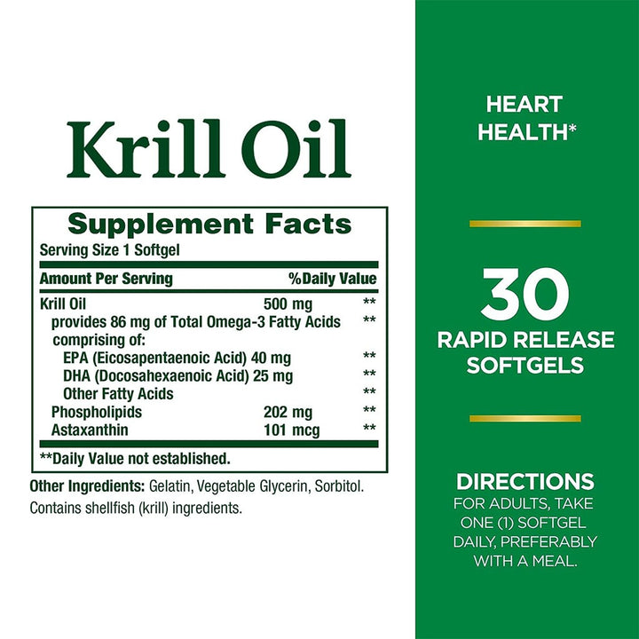 Nature's Bounty Krill Oil 500 mg Softgels 30's - Easy Pharmacy LLC