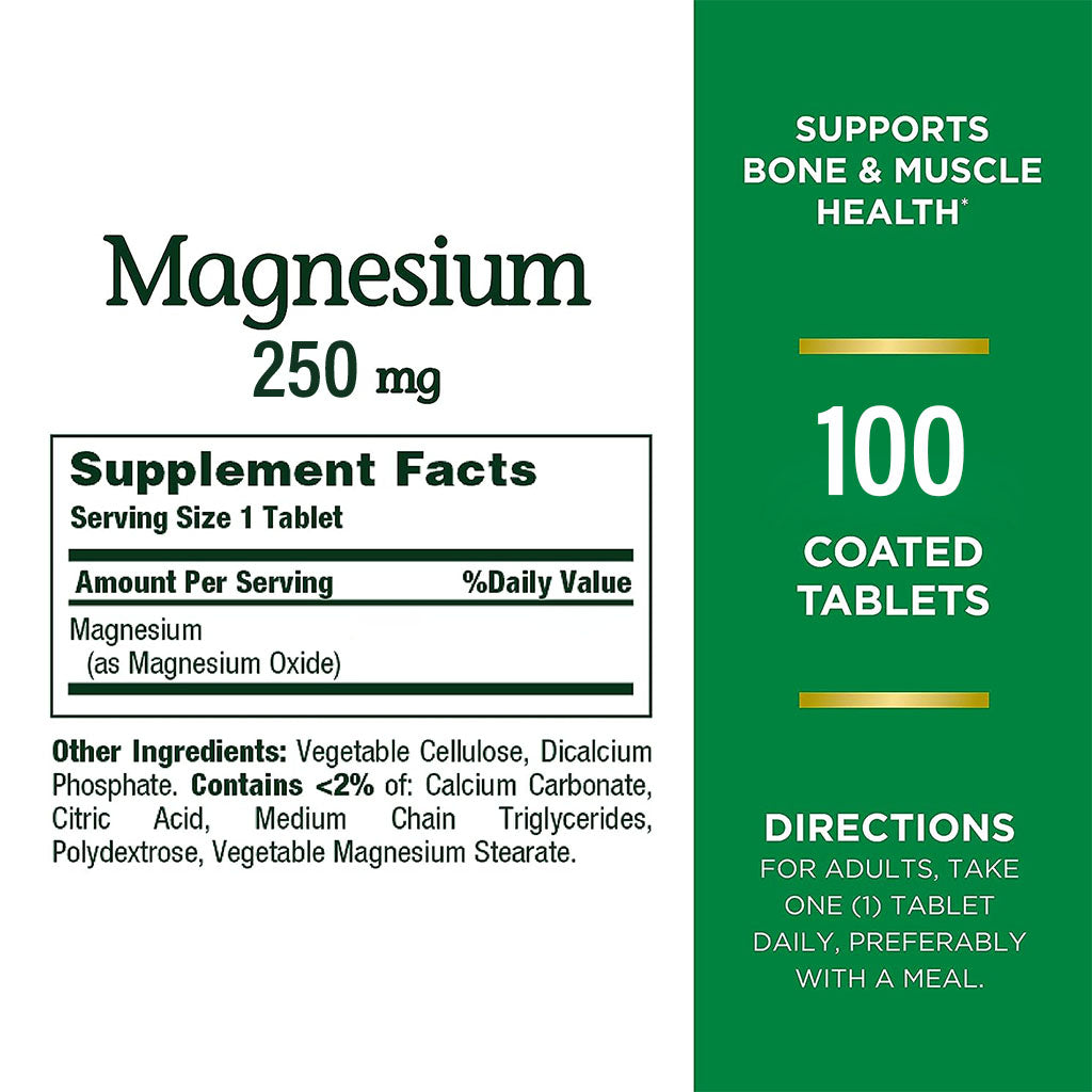 Nature's Bounty Magnesium 250 mgCaplets 100's - Easy Pharmacy LLC