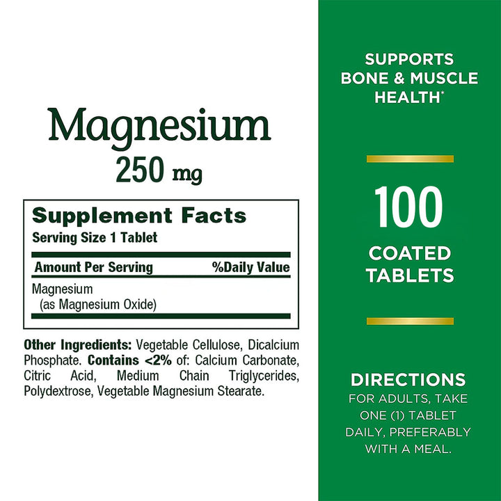 Nature's Bounty Magnesium 250 mgCaplets 100's - Easy Pharmacy LLC