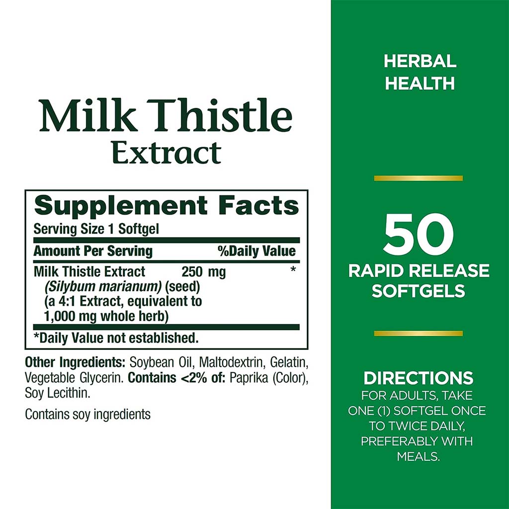 Nature's Bounty Milk Thistle 1000 mg Softgels 50's - Easy Pharmacy LLC