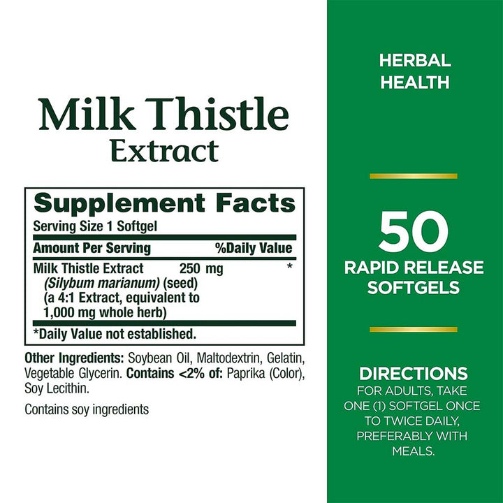 Nature's Bounty Milk Thistle 1000 mg Softgels 50's - Easy Pharmacy LLC