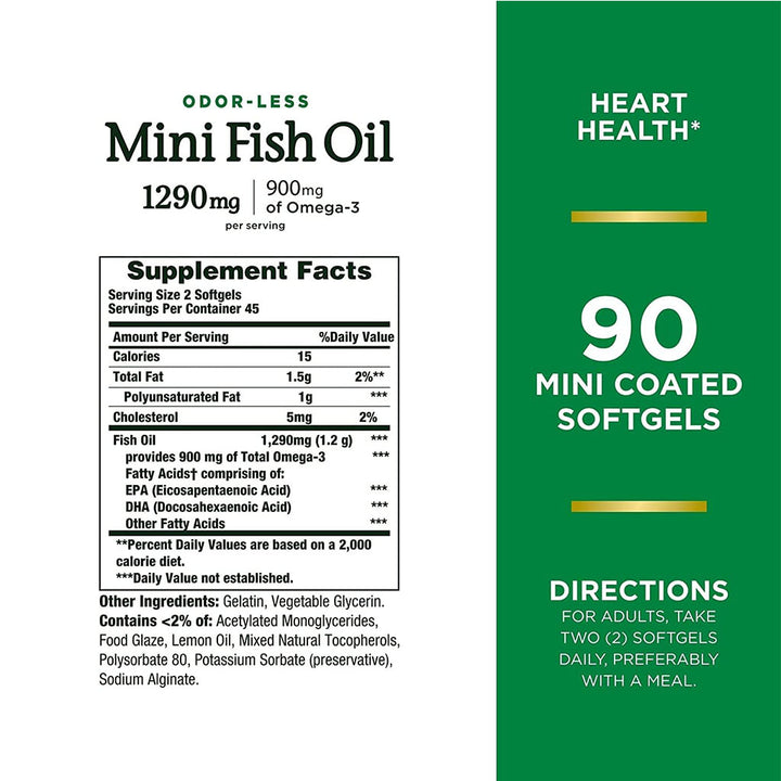 Nature's Bounty 1290mg Mini Fish Oil Supplment Softgels, Pack of 90's - Easy Pharmacy LLC